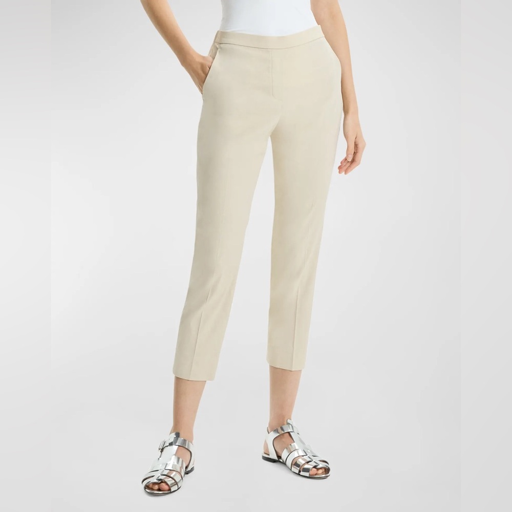 [theory] Treeca Good Linen Cropped Pull-On Ankle Pants